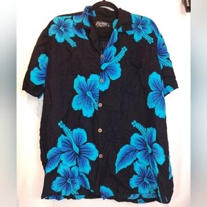 Favant Hibiscus Men's Short Sleeve Hawaiian Aloha Shirt SZ XL 100% Rayon